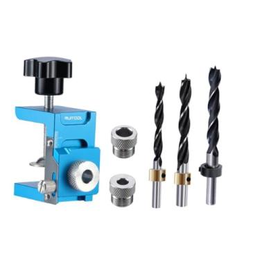 Imagem de RNXRZANK Kit de Gabarito para Furos Oblíquos, Guia de Perfuração para Cavilhas em Liga de Alumínio com Bucha de Perfuração, Ferramenta de Localização para Banc, Broca de 8 Mm, 10 Mm