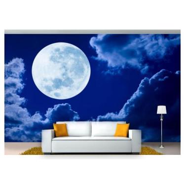 Imagem de Papel De Parede Lua Noite Nuvens Estrelas 3D 7,50m² Lua06 - Você Decor