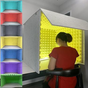 Imagem de JYXYXSCP Caixa de mesa à prova de som, sala à prova de som, estúdio de gravação multifuncional, para transmissão ao vivo em casa (gris)