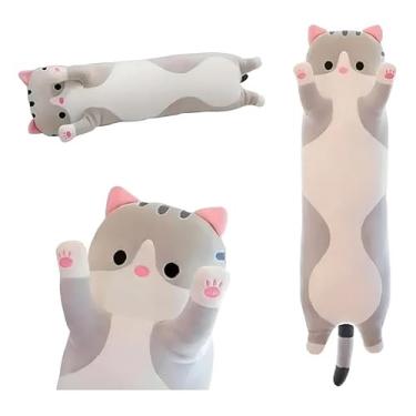 Imagem de Travesseiro de Gato Fofinhos 50/110cm, adorável boneca de pelúcia pet, linda pelúcia com desenho de gatinho, almofada macia, brinquedo de abraçar dormir para crianças, meninas, namoradas (70cm)