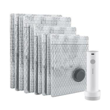 Imagem de 15 sacos de vedação a vácuo, economia de espaço de compressão com bomba de ar elétrica e bomba manual, para viagens, armazenamento doméstico, roupas, roupas de cama e organização de mudança