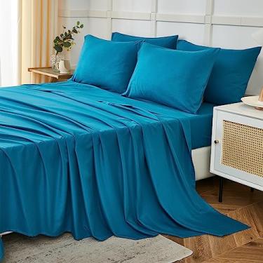 Imagem de ILAVANDE Conjunto de lençóis King Size 6 peças, Hotel Luxury Super Soft Série 1800 Lençóis de Microfibra Conjunto King - Resistente a rugas e desbotamento - 14 lençóis de bolsos profundos para cama king size (king, azul-petróleo)