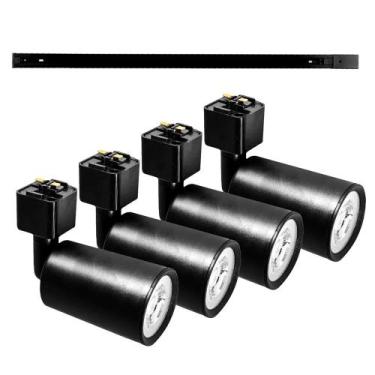 Imagem de Kit Trilho Eletrificado p/ Spot Led 1M + 4 Spots 7W 6.500K Preto - Nol
