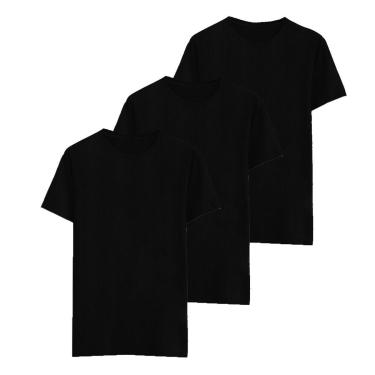 Imagem de Kit 3 Camisetas Preta Masculina Básica Camisa Lançamento-Masculino