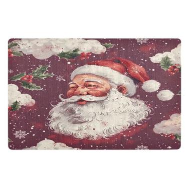 Imagem de SEHANY Tapete de porta de inverno Papai Noel Natal para todos os climas, impermeável, secagem rápida, bem-vindo, tapete de entrada antiderrapante, tapete decorativo de poliéster para entrada, varanda