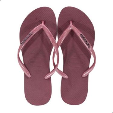 Imagem de Chinelo Havaianas Slim Logo Metalic Amaranto, At, 9339 amaranto, 39/40