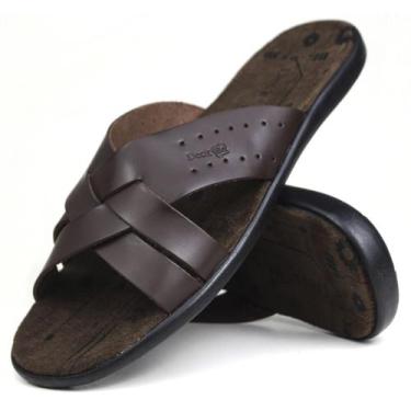 Imagem de Chinelo Masculino em Couro Verão Super Conforto Imperdível - LF4, 5050