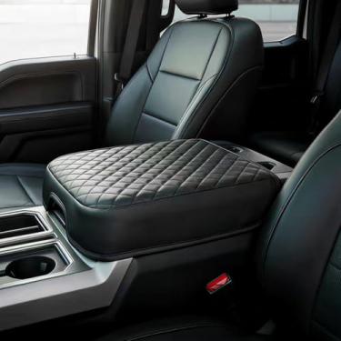 Imagem de Capa de apoio de braço para console central compatível com 2023-2025 F250 F350 F450 F550 Super Duty, assento de balde, acabamento de couro, protetor de almofada de tampa de descanso de braço