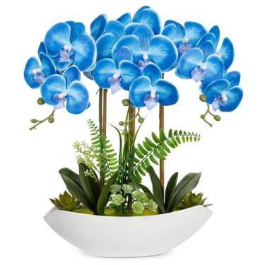 Imagem de Planta Artificial Briful Orquídea Azul en Maceta de Cerámica de 46 cm
