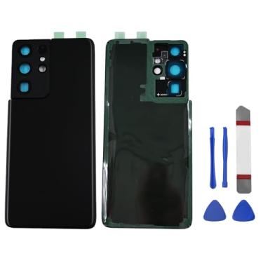 Imagem de Peixiong Substituição de vidro traseiro para Galaxy S21 Ultra para Samsung Galaxy S21 Ultra bateria traseira de vidro de substituição com lente de câmera pré-instalada + ferramentas (Phantom Black)