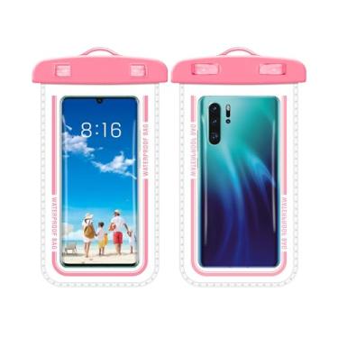 Imagem de Bolsa de telefone à prova d'água, capa de telefone à prova d'água de 8,3 polegadas para iPhone 16 15 14 13 Pro Max, bolsa seca para celular IPX8 Beach Cruise Ship Essentials (rosa)