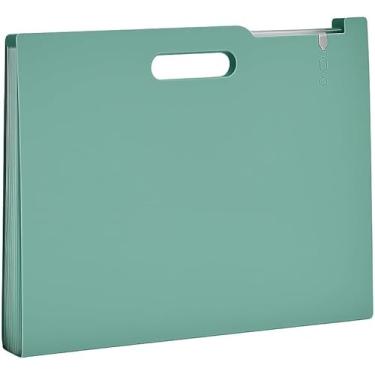 Imagem de Pasta Sanfonada com Aba e Alça, Plástico, 13 Divisórias, 23,5x2x33cm, 303g, Azul Pastel, para Documentos e Organização