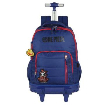 Imagem de Mochila One Piece Rodinhas Juvenil Meninos Escolar Passeio Cor:Azul, A
