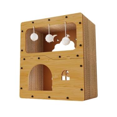 Imagem de Ioensy Arranhador para gatos, almofada de arranhar, brinquedo para descansar e dormir, casa ondulada para gatos, caverna para animais de estimação, presente, Sem Cortina de Porta