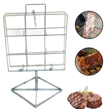 Imagem de Espeto Grelha Churrasco Suporte Costela Fogo De Chão Espeto Assar Cord