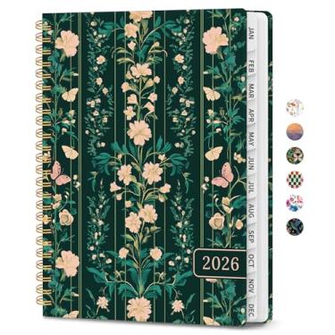 Imagem de Agenda 2026, agenda de planejamento semanal e mensal para mulheres, janeiro de 2026 a dezembro de 2026, livro de agenda de planejamento de capa dura com abas, encadernação em espiral, bolso interno