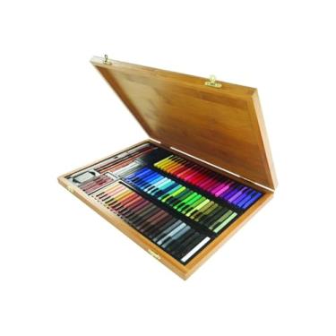 Imagem de Pastel Seco Caixa Madeira, Conte A Paris, Crayons Carres e Acessoires, 84 Cores