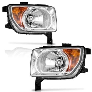Imagem de WEELMOTO Par de montagem de faróis para 2003-2004 Element DX, 2003-2006 Element EX, 2004-2006 Element LX farol de halogêneo, elemento de substituição de farol carcaça cromada + refletor Amble conjunto