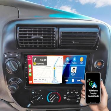 Imagem de Estéreo automotivo duplo de 17 cm para Ford Ranger 1998 1999 2000 2001 2002 2003 2004 2005 2006 com câmera de backup sem fio CarPlay Android Auto MirrorLink, tela sensível ao toque estéreo com GPS