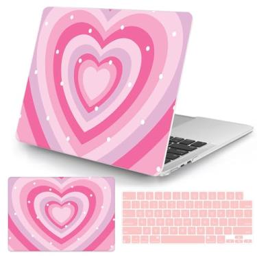 Imagem de Seorsok Capa protetora para laptop MacBook Pro de 13 polegadas versão 2020 M1 A2338/A2251/A2289 Touch ID capa de plástico rígido e capa de teclado, coração adorável e fofo