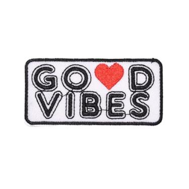 Imagem de Ruoming 1 PÇ Emblema bordado de frase com aplique de crachá de ferro na costura (3,8 x 7 cm)