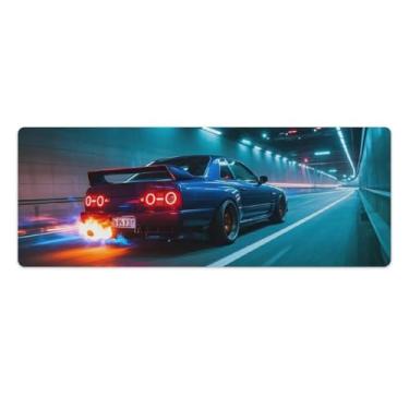 Imagem de HouLaiZhe R32 Belting Flames JDM Car Gaming Mouse Pads JDM Car Desk Pads Grandes Mousepads para teclado de mesa, computador Mat30 x 80 cm