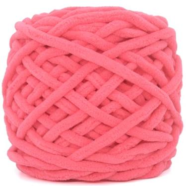 Imagem de Fio de chenille grosso para crochê, vermelho melancia, felpudo, felpudo, grosso, macio, fio de chenille para iniciantes em crochê, tricô, 100 g (vermelho melancia)