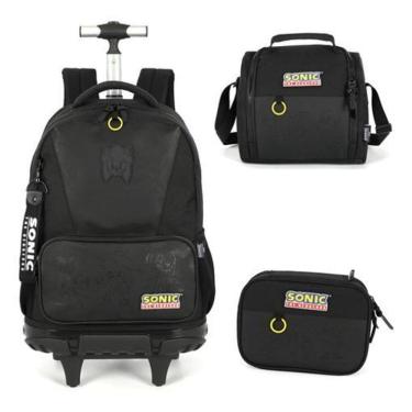 Imagem de Kit Mochila Rodinhas Lancheira Estojo  Sonic