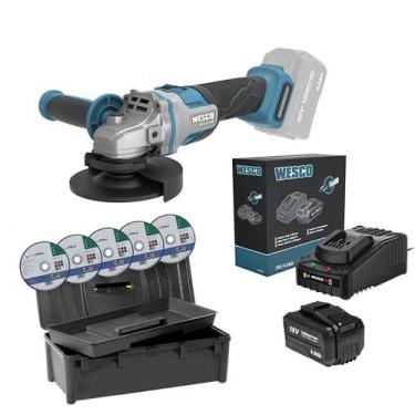 Imagem de Esmerilhadeira Brush WS2890 125mm 18v Wesco + 1bat 4A e maleta