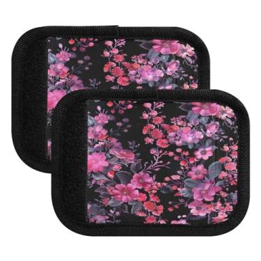 Imagem de Qilmy Retrô padrões florais bagagem alça envoltório pacote 2 identificadores de bagagem etiqueta confortável alça pega capa para carrinho mala mala avião acessórios de viagem 689