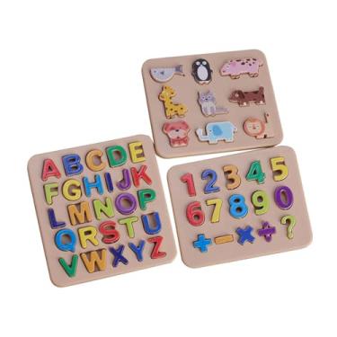 Imagem de KiBcsLic Quebra-cabeça de Blocos com Letras E Números para Casa de Bonecas, Escala 1:12, com Enfeites em Miniatura Do Alfabeto ABC, Números E Animais para Arte, sem caixa de armazenamento