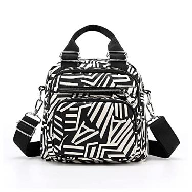 Imagem de SO Bolsa de ombro feminina pequena mochila de lazer bolsa de ombro vários bolsos de nylon bolsa carteiro mochila para uso diário para trabalho, viagens e uso diário, Banda, Large