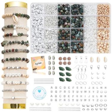 Imagem de Kit de fabricação de pulseiras Xyliise Natürliche Perlen para adultos, contas para pulseiras, suprimentos para fabricação de joias de prata, faça você mesmo, colar e brincos (CZ006-Ágata)