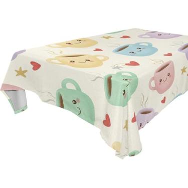 Imagem de Burbuja Xícara de toalha de mesa de café, toalha de mesa retangular anti-rugas grossa para decoração de jantar, cozinha, festa, 152 x 274 cm