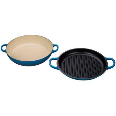 Imagem de Le Creuset Braiser multifuncional de ferro fundido esmaltado com tampa de grelha, 3,5 qt., Marselha