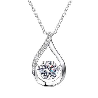 Imagem de Colar feminino com pingente de gota de água prata delicado Moissanite, joias modernas, presentes