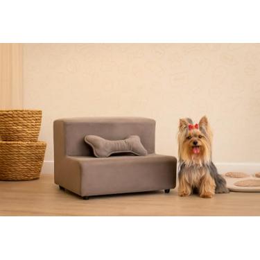Imagem de Escadinha Rampa para Pet 2 Degraus com Osso, para Gato e Cachorro, Ideal para Sofá e Cama, Espumada Resistente Luxo (Cinza)