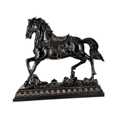 Imagem de Ｂｅｓｇａ Estátua de Cavalo para Decoração de Casa, Artesanato, Colecionável, Estatueta de Animal, Escultura em Resina para Armário, Sala de Estudo, Quarto ou, Preto, L