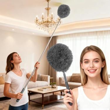 Imagem de Espanador de microfibra extensível, escova telescópica para limpeza de casa e carro, comprimento ajustável, macio e flexível