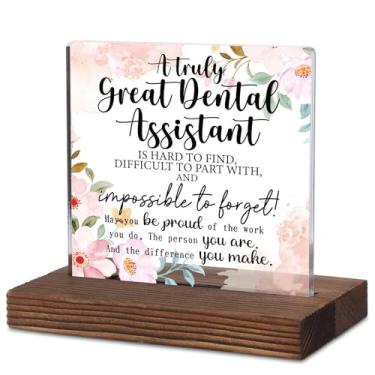 Imagem de Presente de agradecimento do assistente dentário "Um realmente ótimo assistente dentário", placa de acrílico para reconhecimento e agradecimento inspirador aposentadoria aniversário despedida parabéns