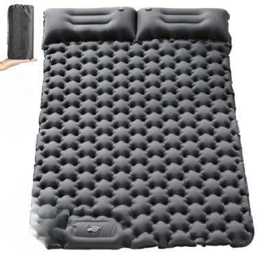 Imagem de Colchao Inflavel，Colchonete Casal，Fabricado em Nylon 40d，ImpermeáVel, Resistente a PerfuraçõEs，Adequado para Turismo, Acampamentos e Hospedagem de Convidados em Casa(cinza)