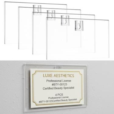 Imagem de Amyhill Moldura de licença comercial de acrílico transparente para parede, moldura de licença de cosmetologia, 21 x 9 x 0,5 cm com fivela pendurada, suporte de certificado de acrílico para salão, spa