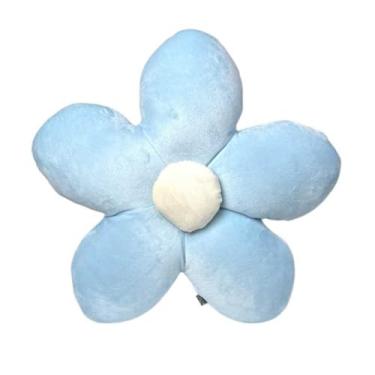 Imagem de Almofada Flor Margarida De Pelúcia Decoração sofá Quarto Sala 40x40cm(Azul Claro)