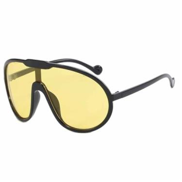 Imagem de Óculos de Sol Femininos Oversized Estilo Punk para Esportes ao Ar Livre, Corrida e Ciclismo, Preto e Amarelo
