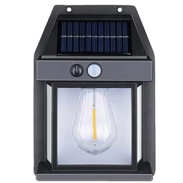 Imagem de Luminária Solar Externa com Sensor de Movimento, 3 Modos de Iluminação, Arandela LED de Parede à Prova de Chuva, Filamento Decorativo e Acendimento Automático para Jardins, Corredores e Fachadas