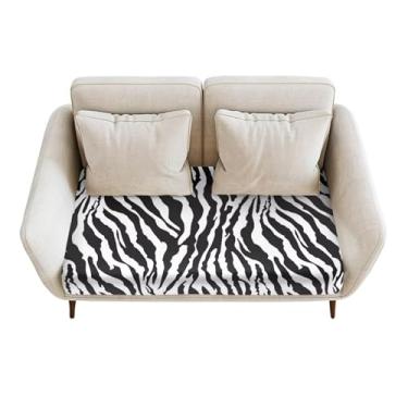 Imagem de Annejudy Capa de sofá com estampa de listras de zebra, capa de sofá de alta elasticidade, capa de sofá macia, capa de sofá de tecido elástico com fundo elástico, lavável na máquina