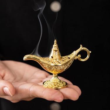 Imagem de Hollow Legend Aladdin Magic Genie Candeeiros de incenso Retro Wishing Lâmpada a óleo para decoração de casa presente