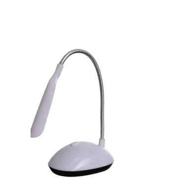 Imagem de Mini Luminária LED de Mesa, Flexível, Branca, Base Ajustável, para Estudo e Escritório, Alimentação à Pilha