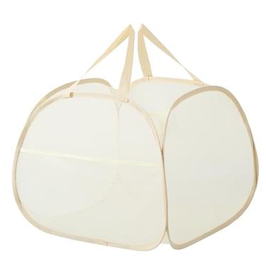 Imagem de Jectse Cesto Pop-up, Cesto de Roupa Suja Dobrável de Malha Respirável de 90L Com Bolso Lateral para Armazenamento de Roupas (Bege)