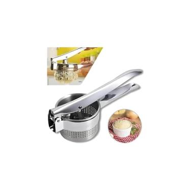 Imagem de Espremedor de Batata Manual em Aço Inox, 26,5 x 9 cm, Multifuncional, Cabo Ergonômico, 380g, para Purês e Legumes
